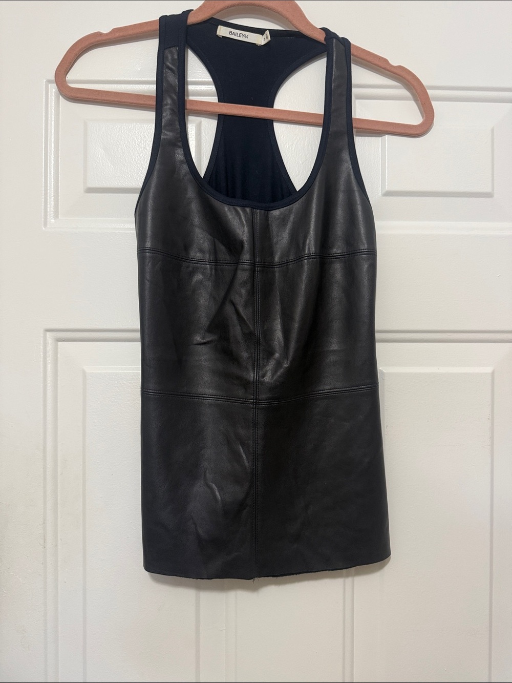 Bailey 44 Navy Faux Leather Tank Top
